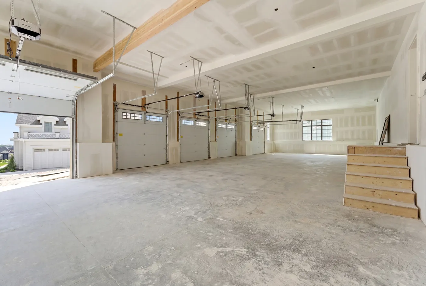 The seven-car garage interior